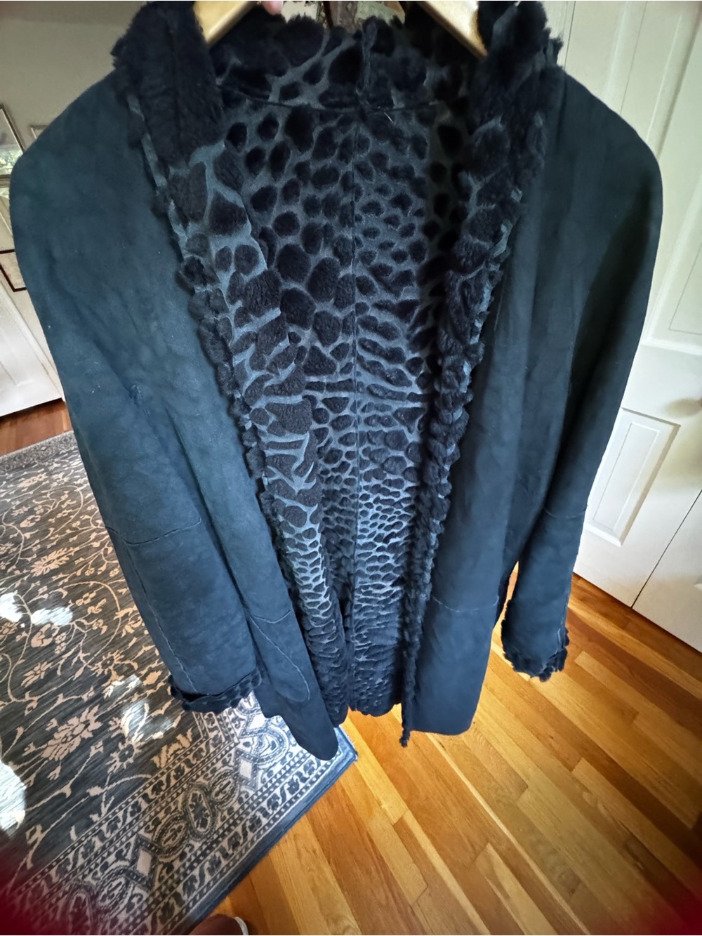 VINTAGE Fendi Black Suede shearling Coat - M